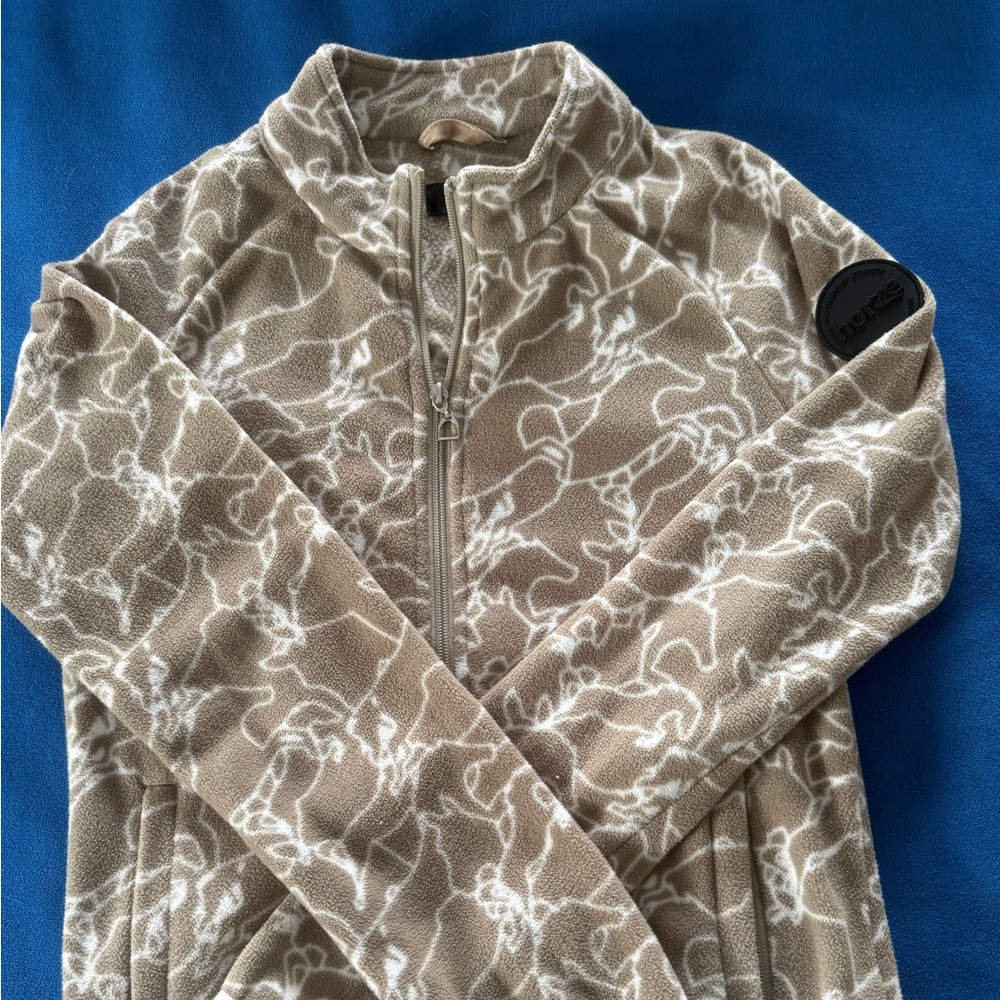 Kids Beige Patterned Fleece Jacket